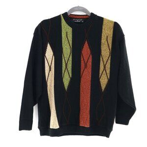 Protege Collection Knit Sweater Mens XL Black Retro Vintage Eclectic Grandpa 90s